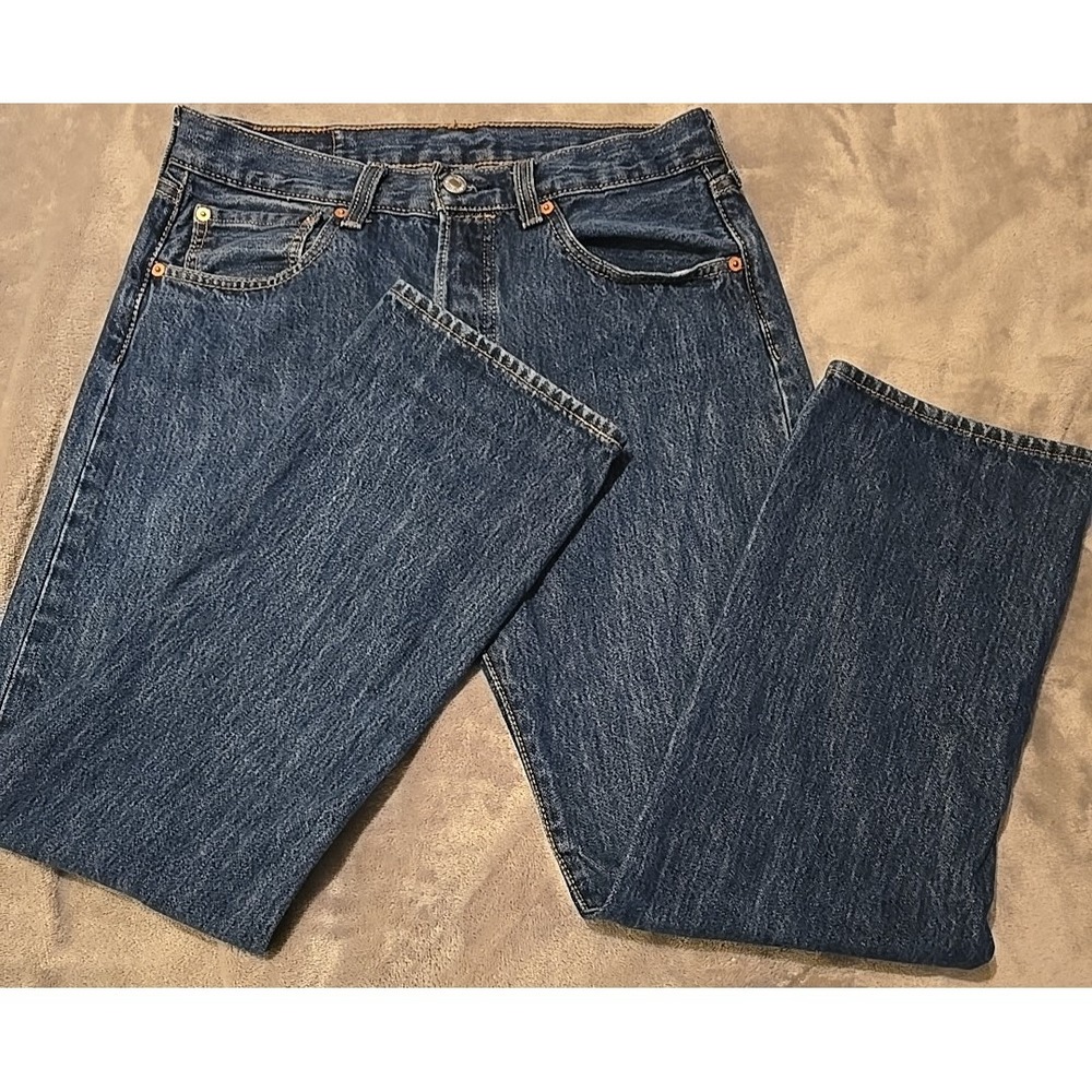 Levis 501 Button Fly Jeans Dark Blue 32x30 Y2K - Picture 8 of 11